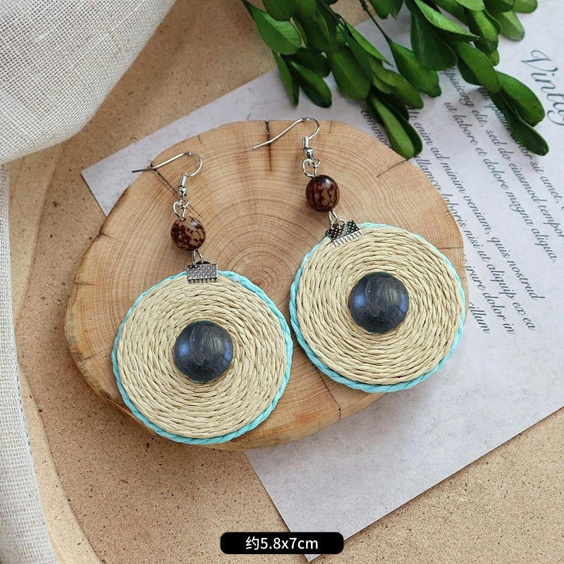 Wholesale Bohemian Leisure Holiday Rattan Earrings